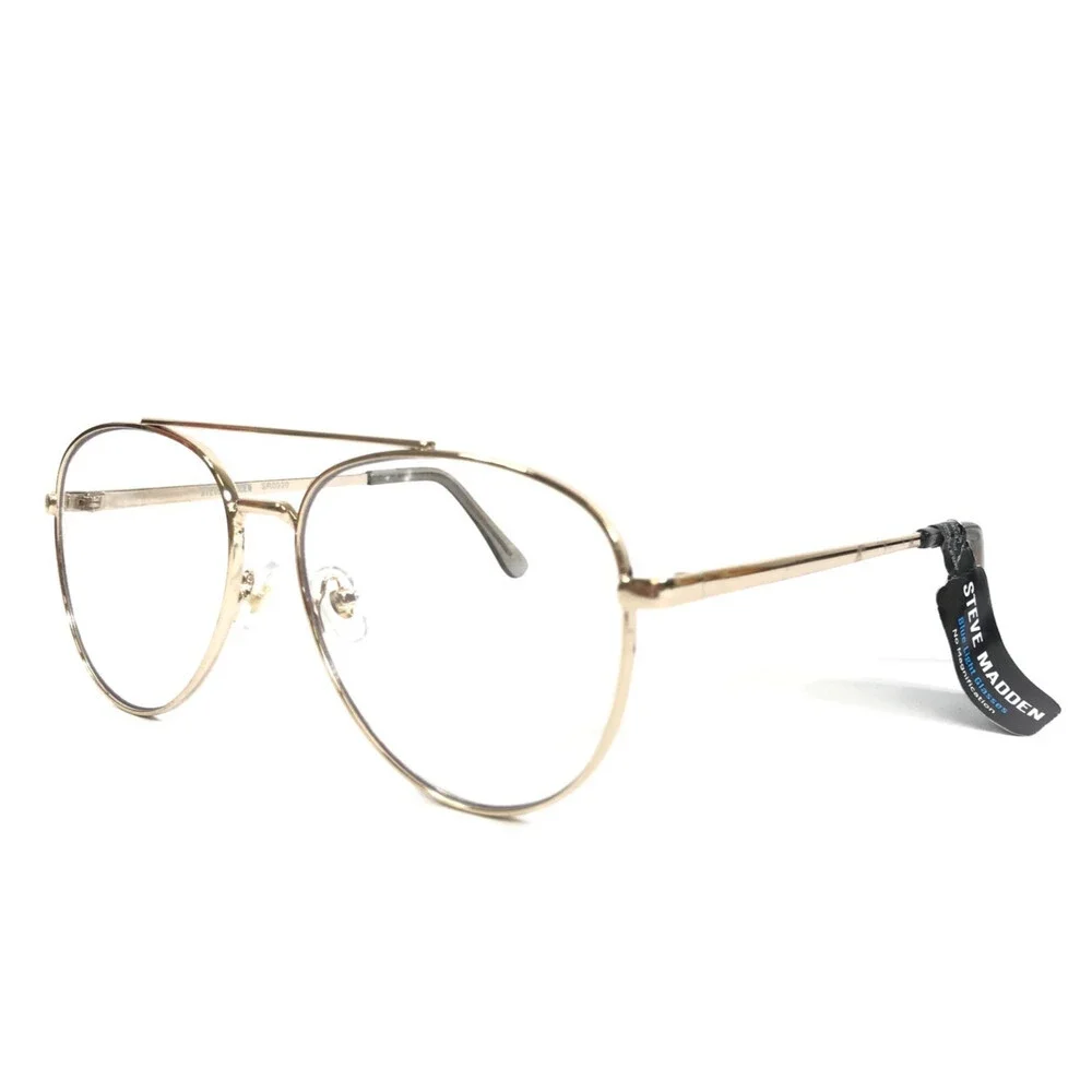 Steve Madden Blue Light Glasses SR0920 Shiny Gold Aviator Oversized 59-17-140